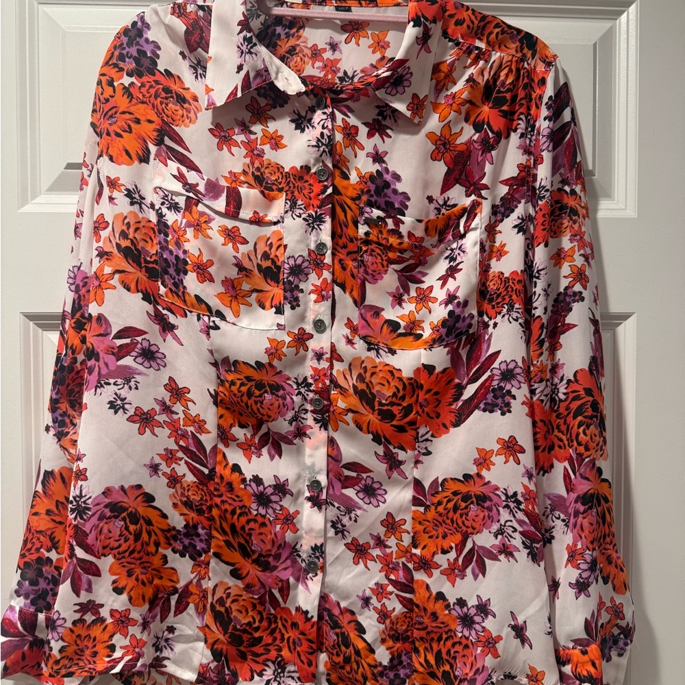 Guess Women's Floral Button Down Shirt Size S